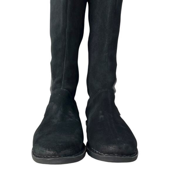 CLARKS Black Leather Knee High Riding Boots Wide Calf Buckle Detail Women’s 10W - Picture 10 of 12